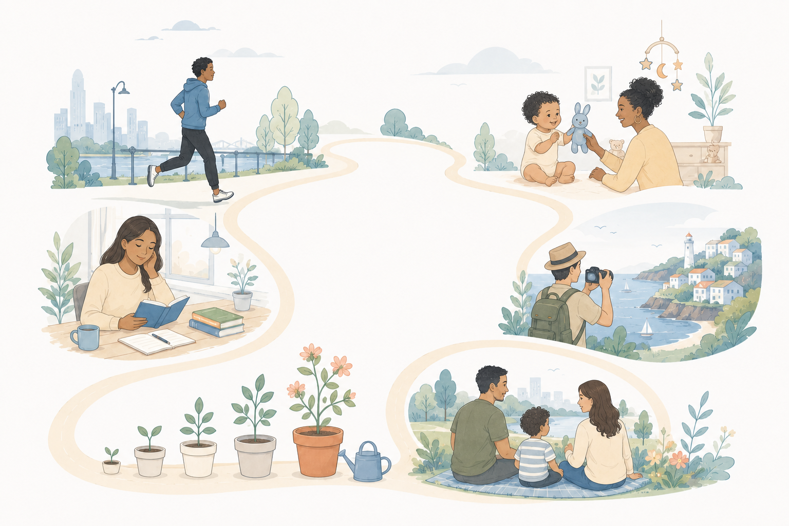 Different people recording habits, family moments, plant growth, and journeys